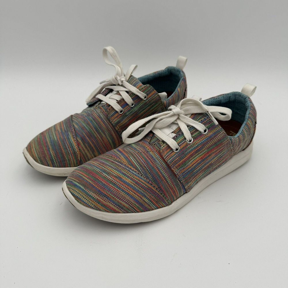 Toms Del Rey 10009995Multicolor Striped Lace Up Sneakers Shoes‎ - Women's Sz 7